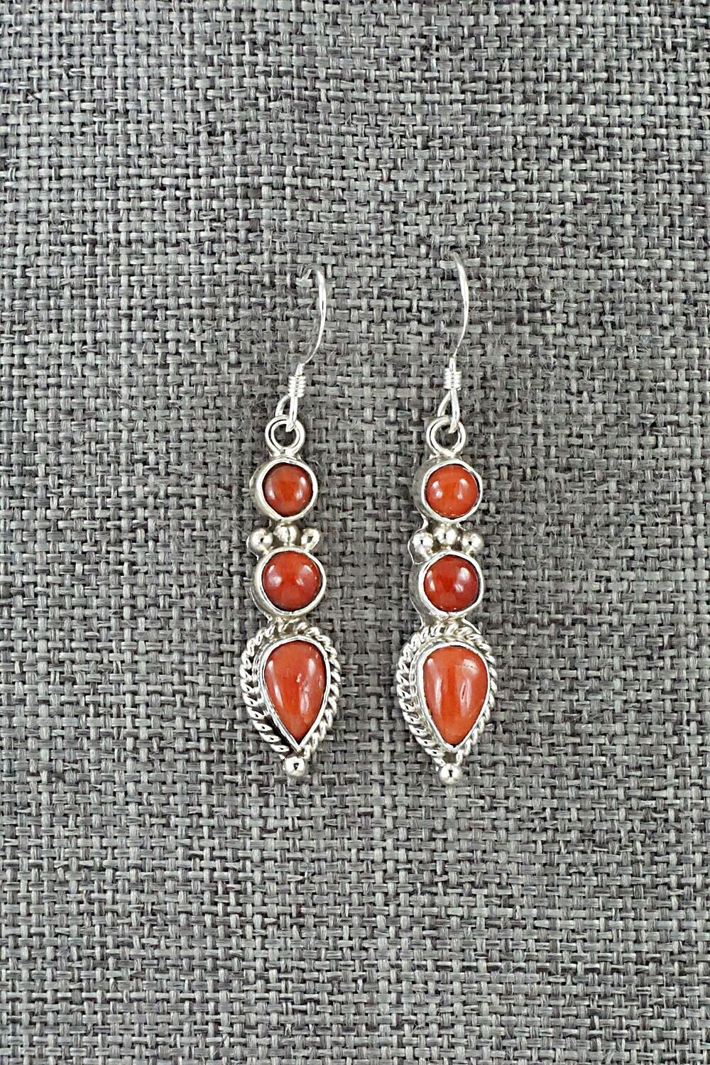 Coral & Sterling Silver Earrings - Verley Betone