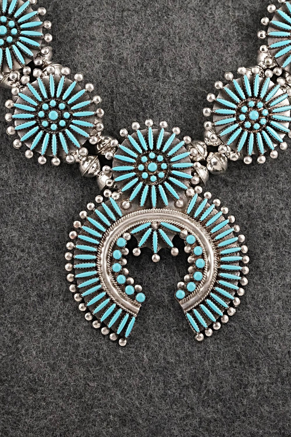 Turquoise & Sterling Silver Squash Blossom Set - Sibert Bowannie
