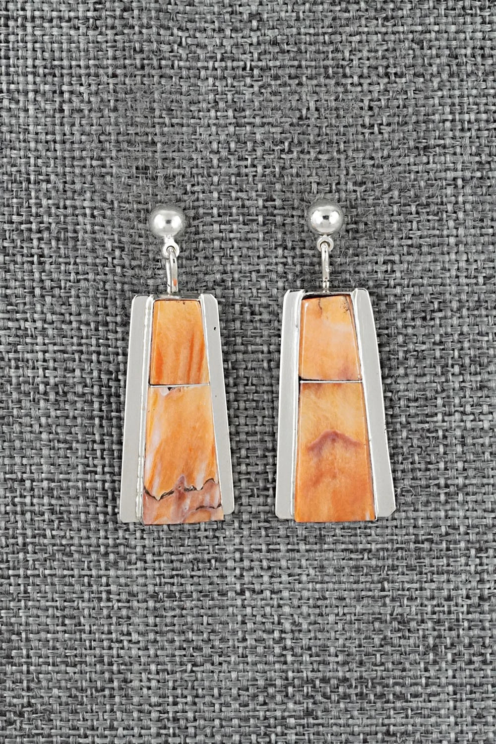 Spiny Oyster & Sterling Silver Earrings - Brenda Pete