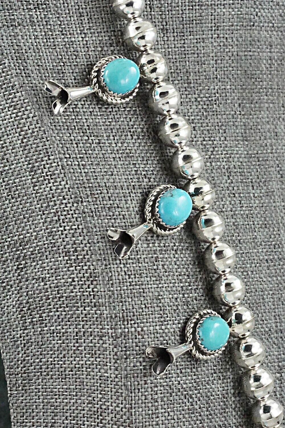 Turquoise & Sterling Silver Squash Blossom Necklace - Phil Garcia