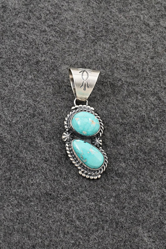 Turquoise & Sterling Silver Pendant - Raymond Delgarito