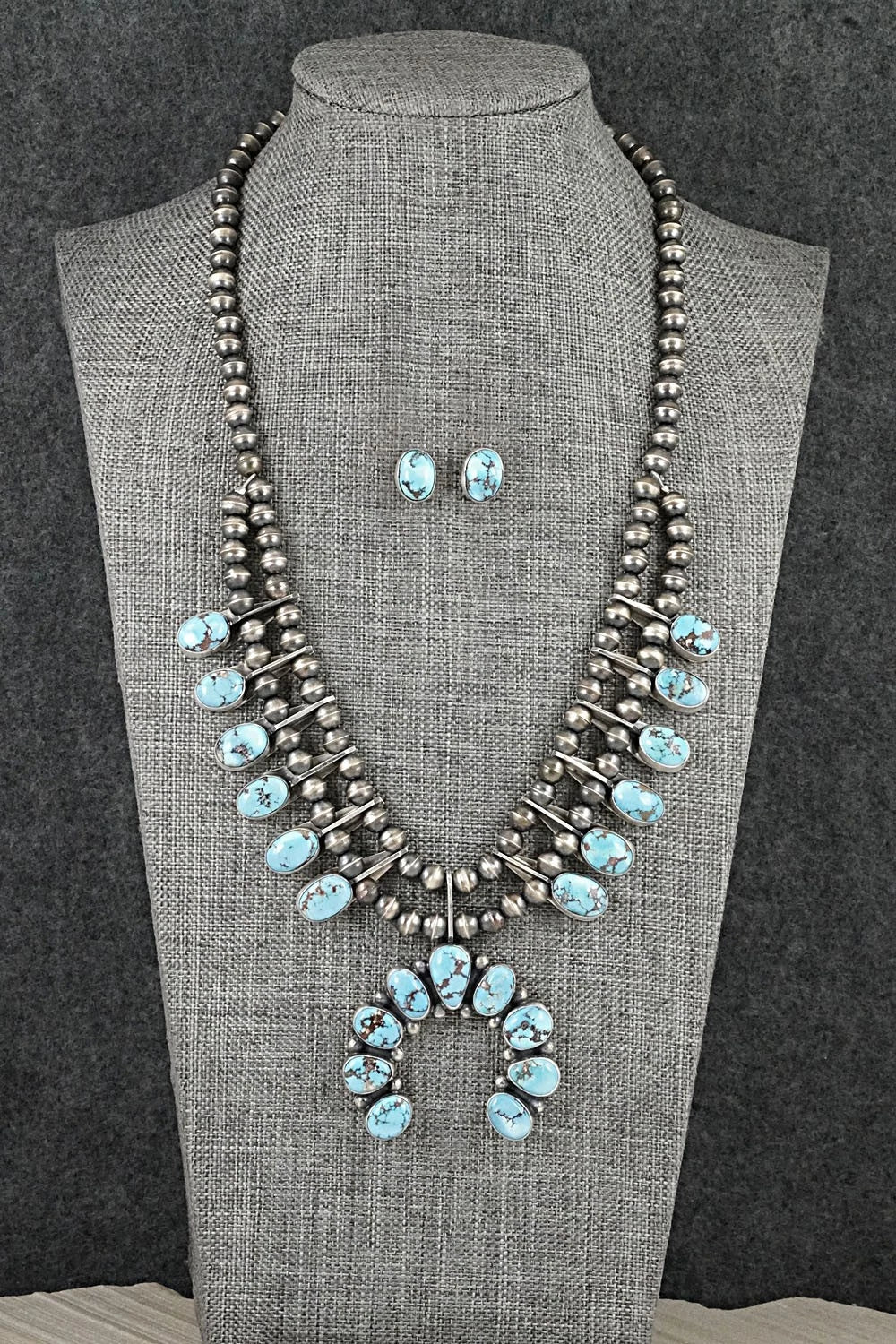 Turquoise & Sterling Silver Squash Blossom Set - Darrin Livingston