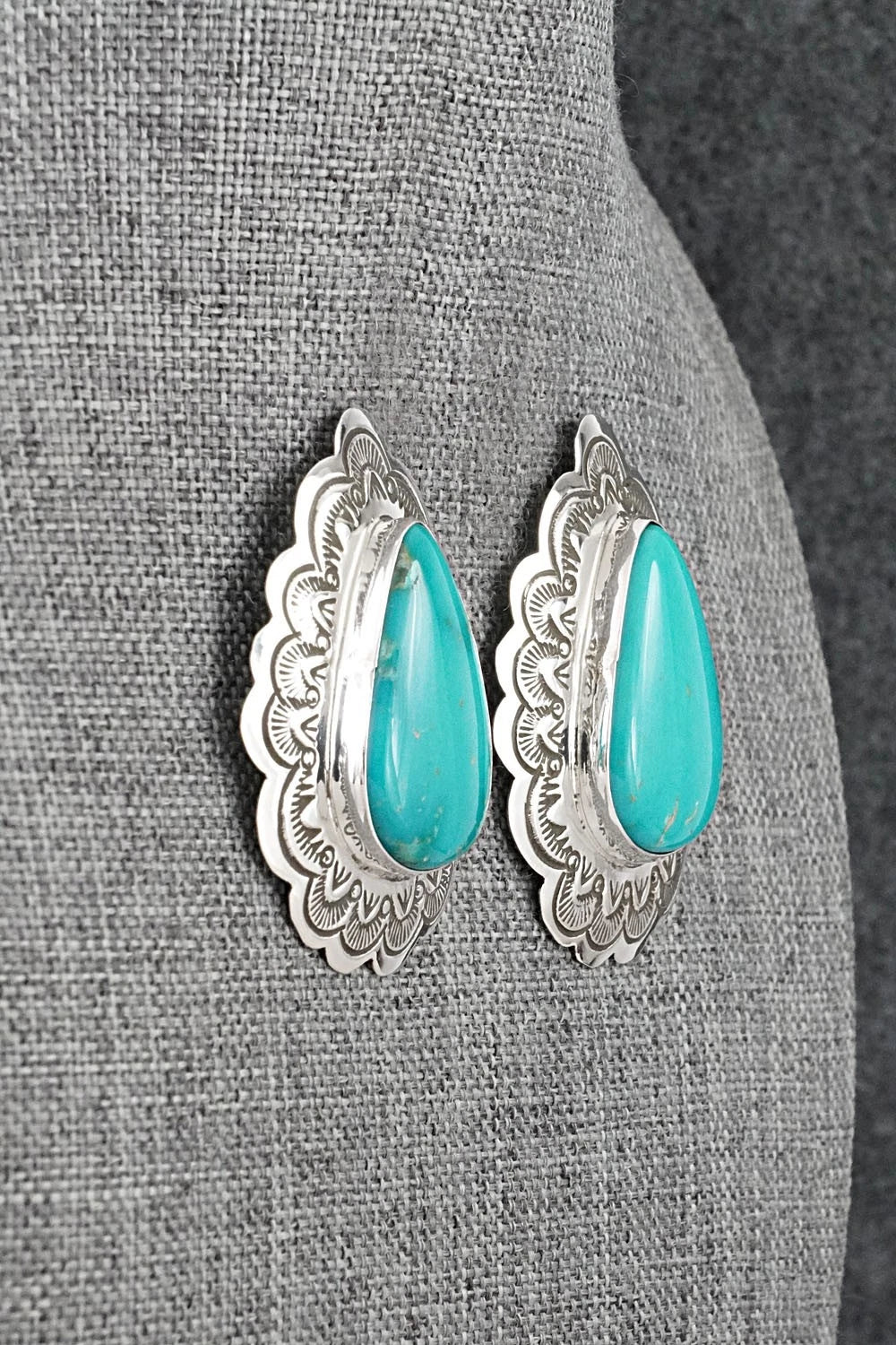 Turquoise & Sterling Silver Earrings - Arnold Blackgoat