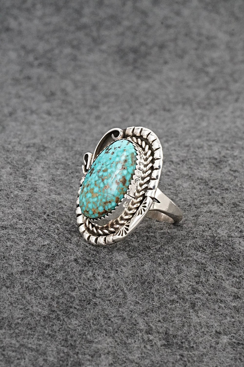 Turquoise & Sterling Silver Ring - Phil Nez - Size 8 Adj.
