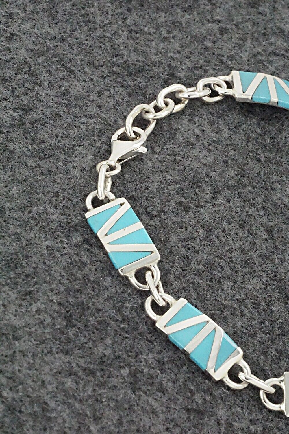 Turquoise & Sterling Silver Link Bracelet - Wilfred Siutza
