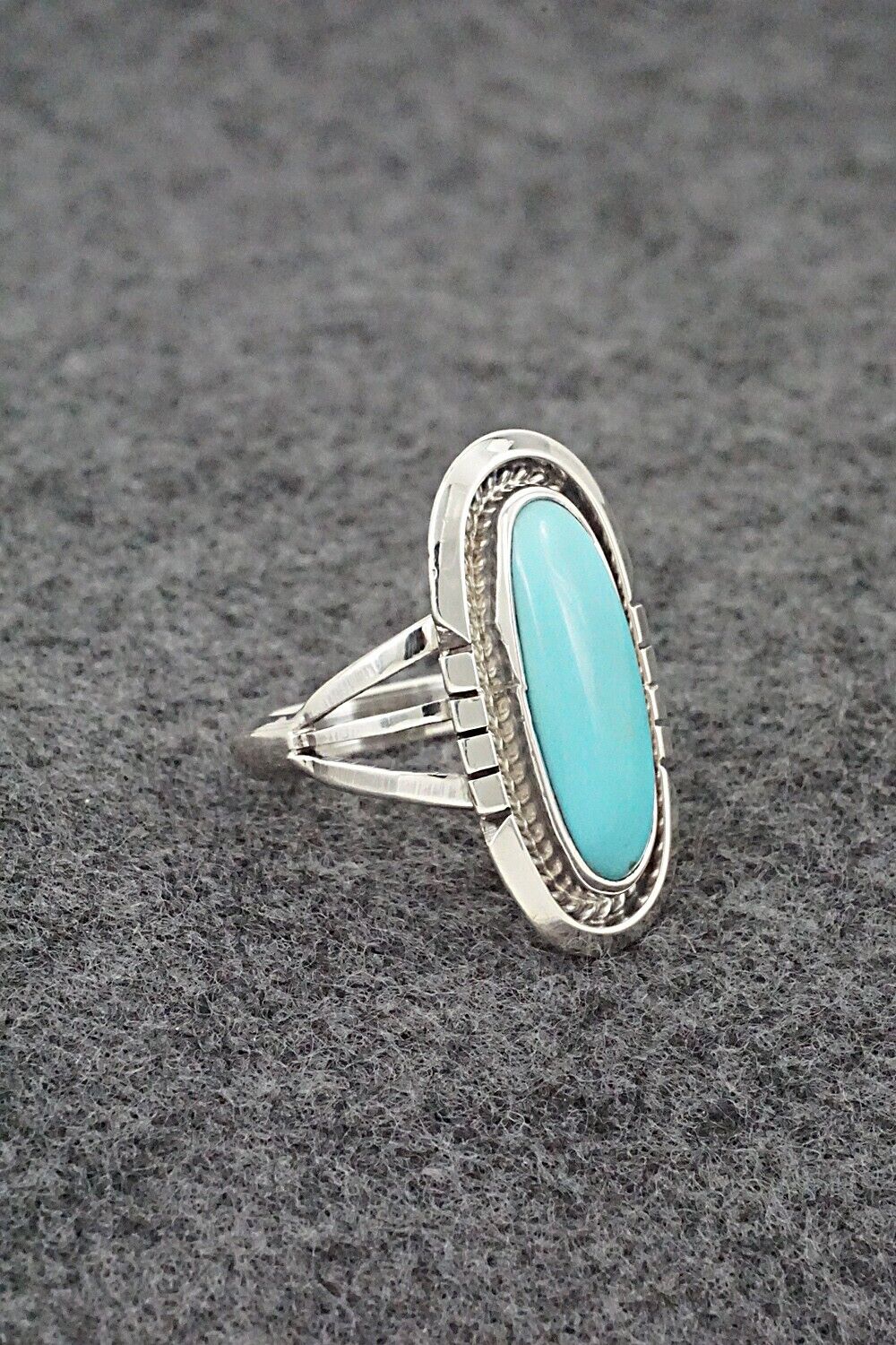 Turquoise & Sterling Silver Ring - Samuel Yellowhair - Size 6.75