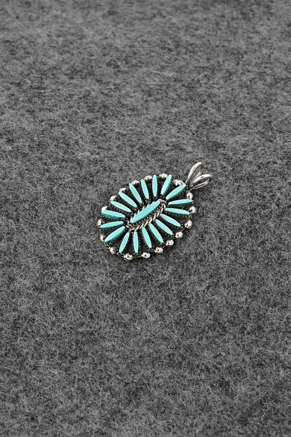 Turquoise & Sterling Silver Pendant - Fritzon Owaleon