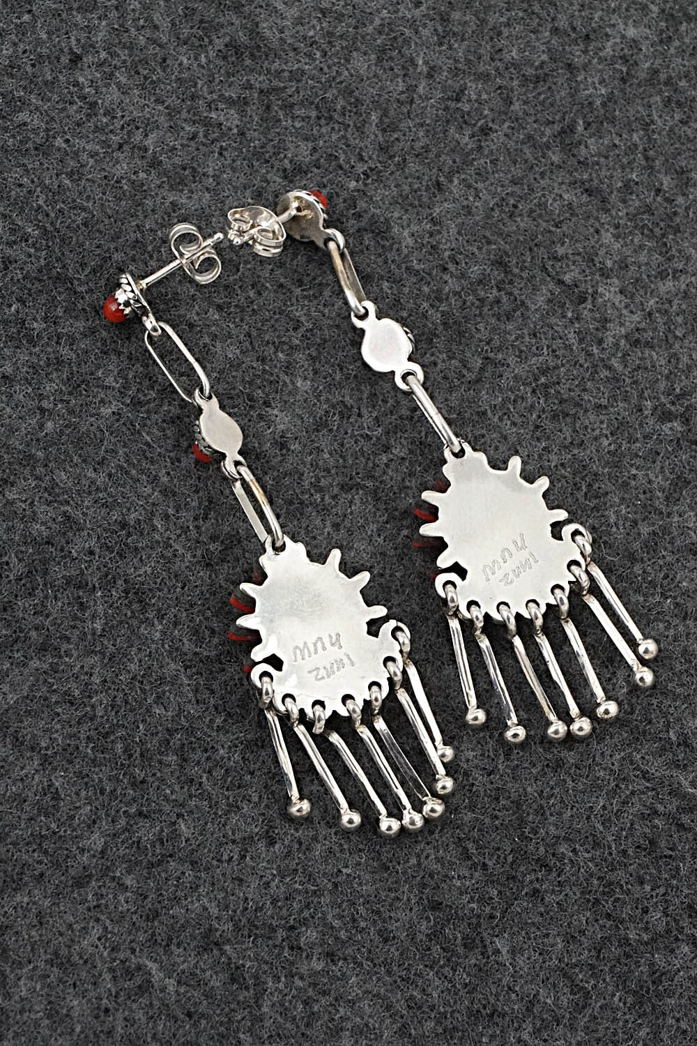 Coral & Sterling Silver Earrings - Mildred Ukestine