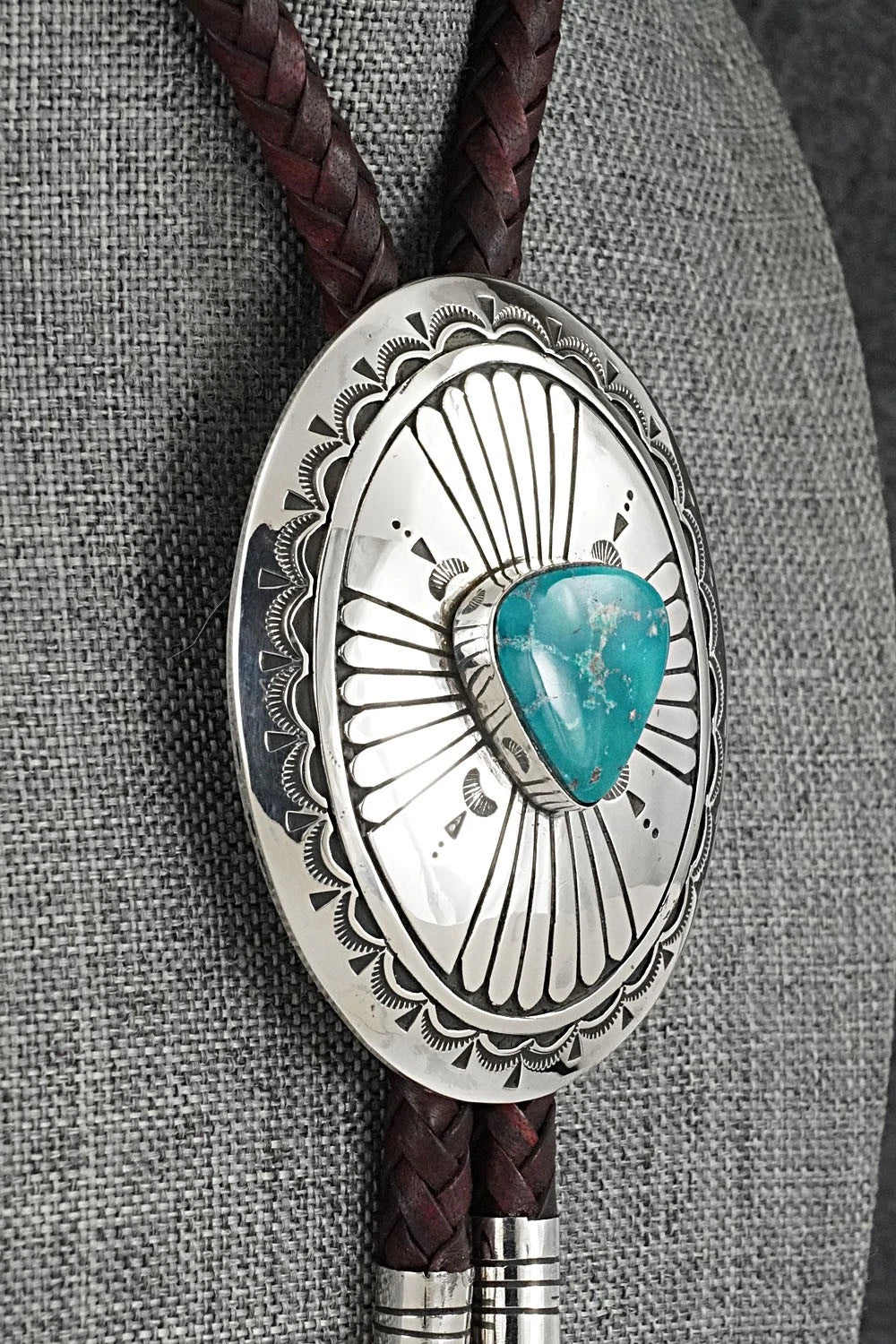 Turquoise & Sterling Silver Bolo Tie - Charlie John