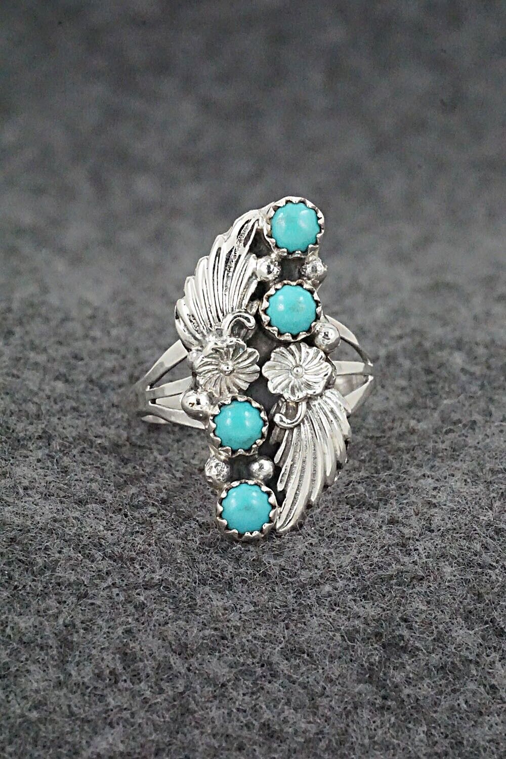 Turquoise & Sterling Silver Ring - Jerryson Henio - Size 7.75
