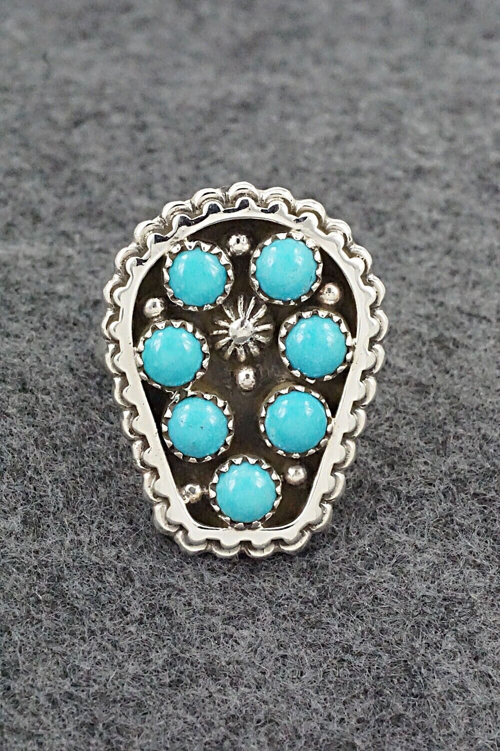 Turquoise & Sterling Silver Ring - Kenny Lonjose - Size 10