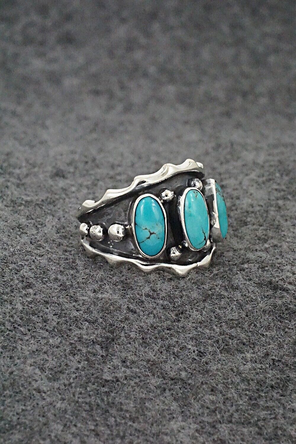 Turquoise & Sterling Silver Ring - Andrew Vandever - Size 9