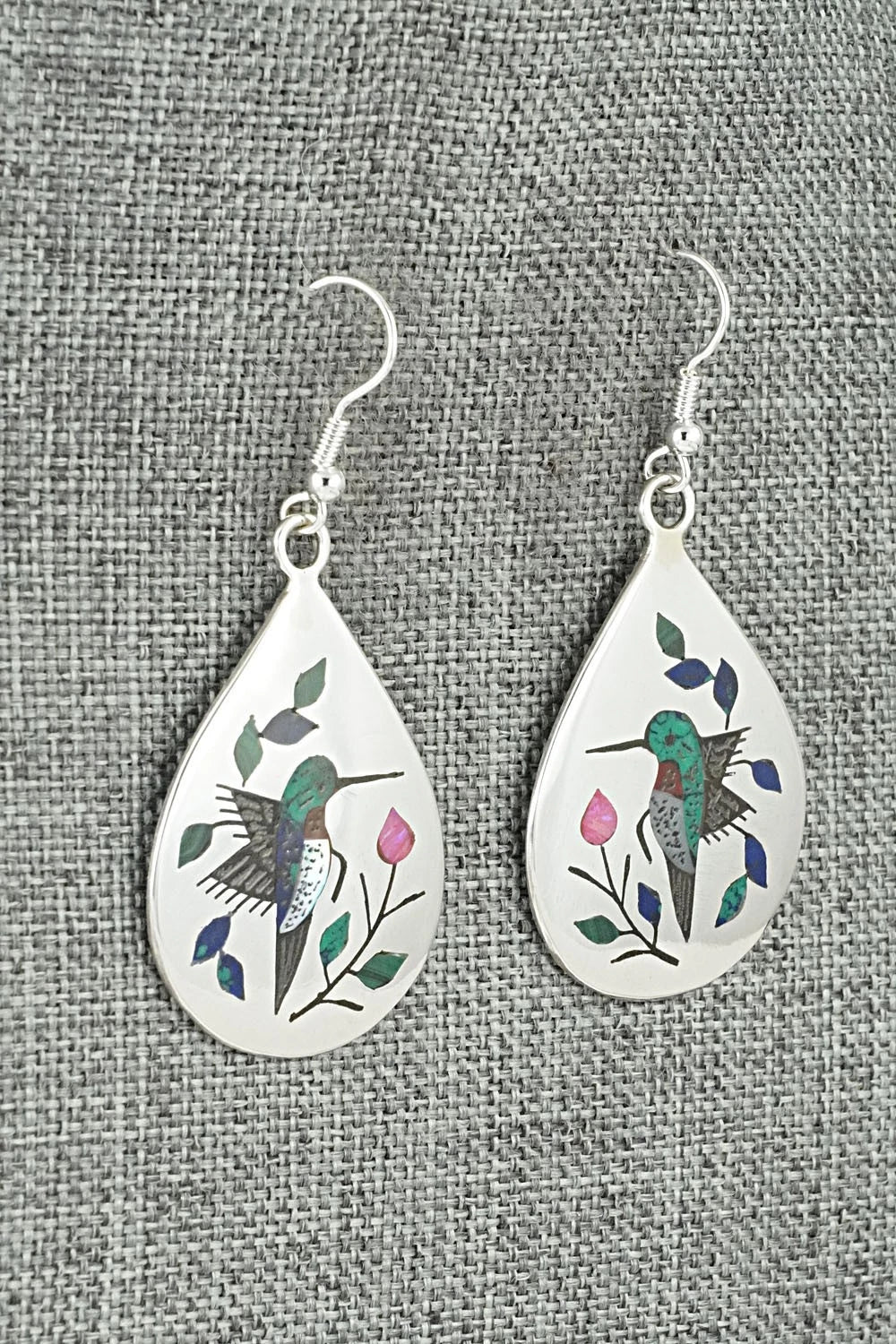 Multi-Stone Inlay & Sterling Silver Earrings - Raymond Boyd