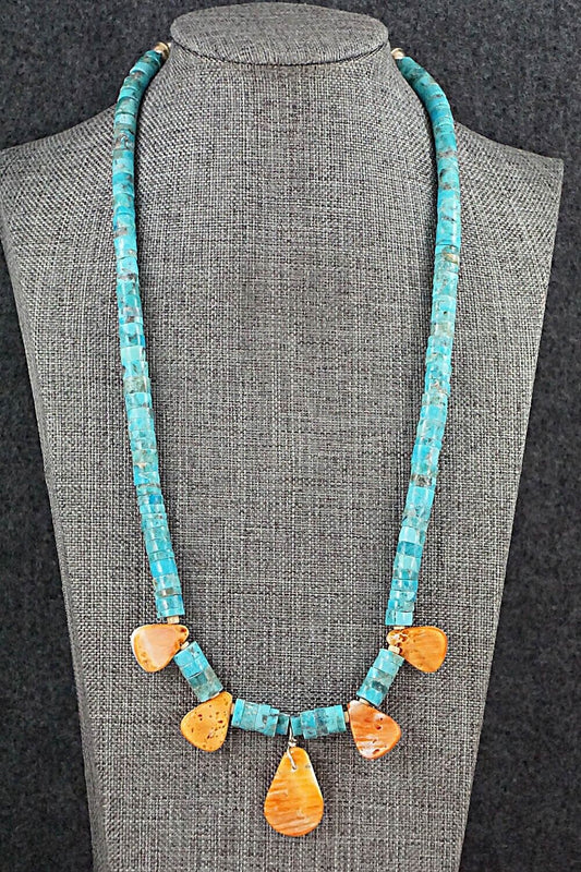 Turquoise & Spiny Oyster Necklace - Joann Garcia