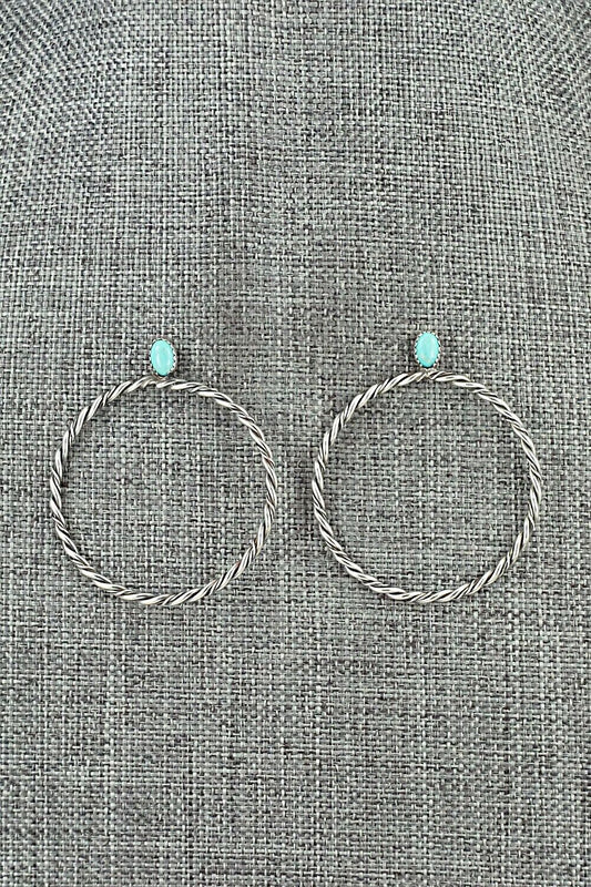 Turquoise & Sterling Silver Earrings - Nelson Leonard Jr.