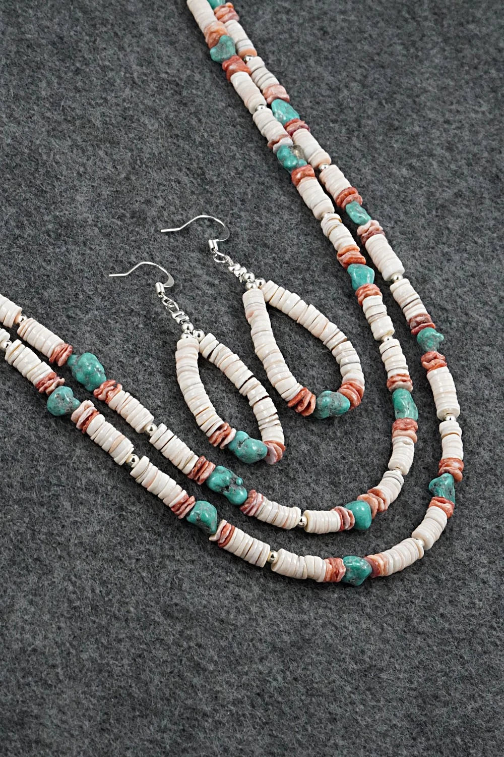 Spiny Oyster, Turquoise & Sterling Silver Necklace Set - Erika Brown