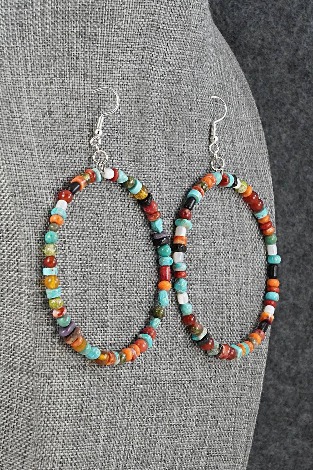 Multi-Stone & Sterling Silver Earrings - Helen Tsosie