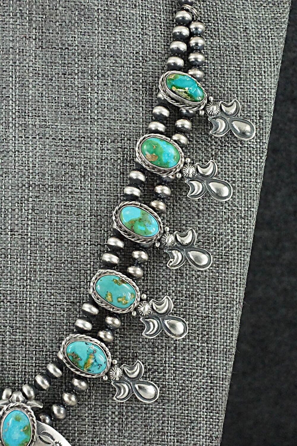 Turquoise & Sterling Silver Squash Blossom Set - Adrienne Gordon