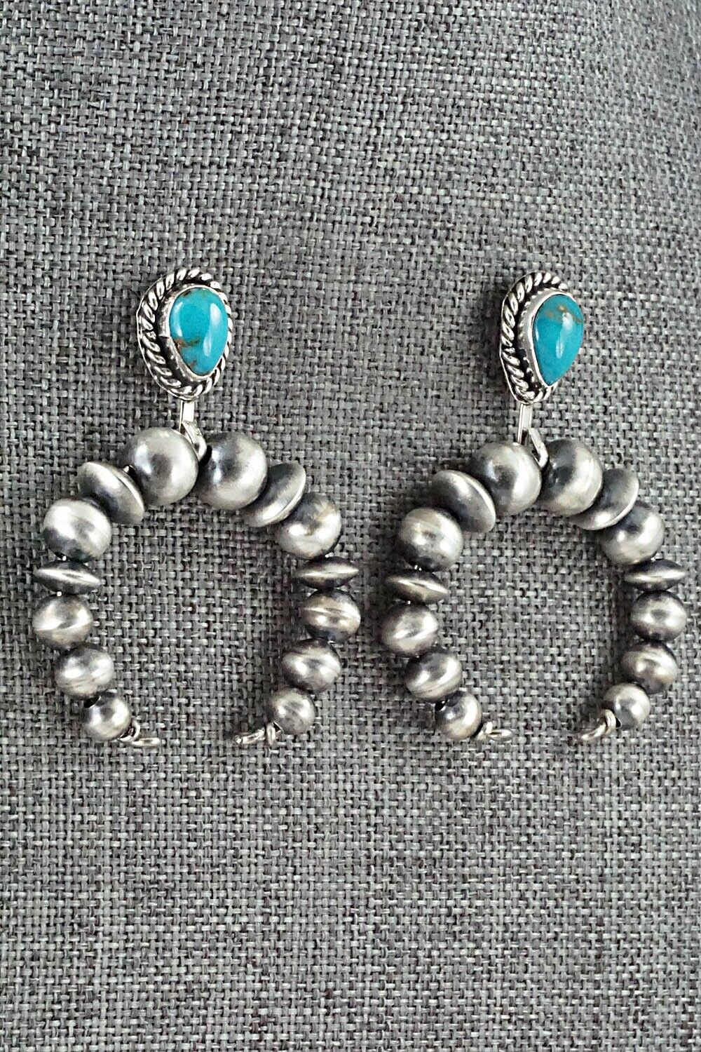 Turquoise & Sterling Silver Navajo Pearl Earrings - Amanda Larry