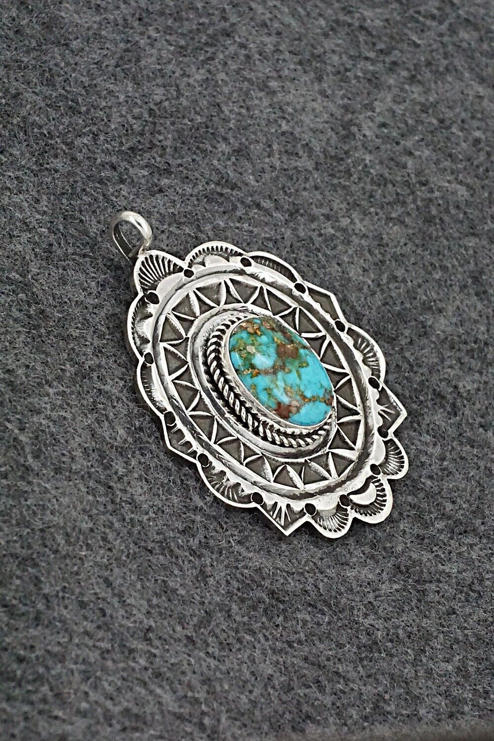 Turquoise & Sterling Silver Pendant - Leonard Maloney