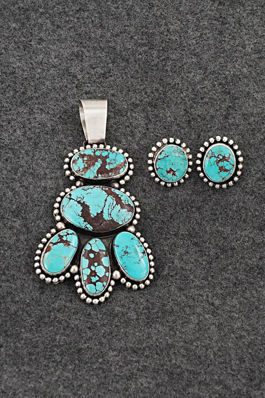 Turquoise & Sterling Silver Pendant and Earrings Set - Paul Livingston