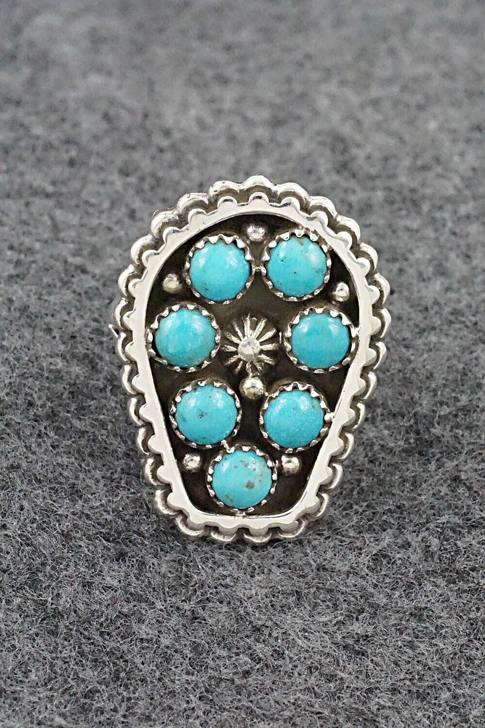 Turquoise & Sterling Silver Ring - Kenny Lonjose - Size 8.75