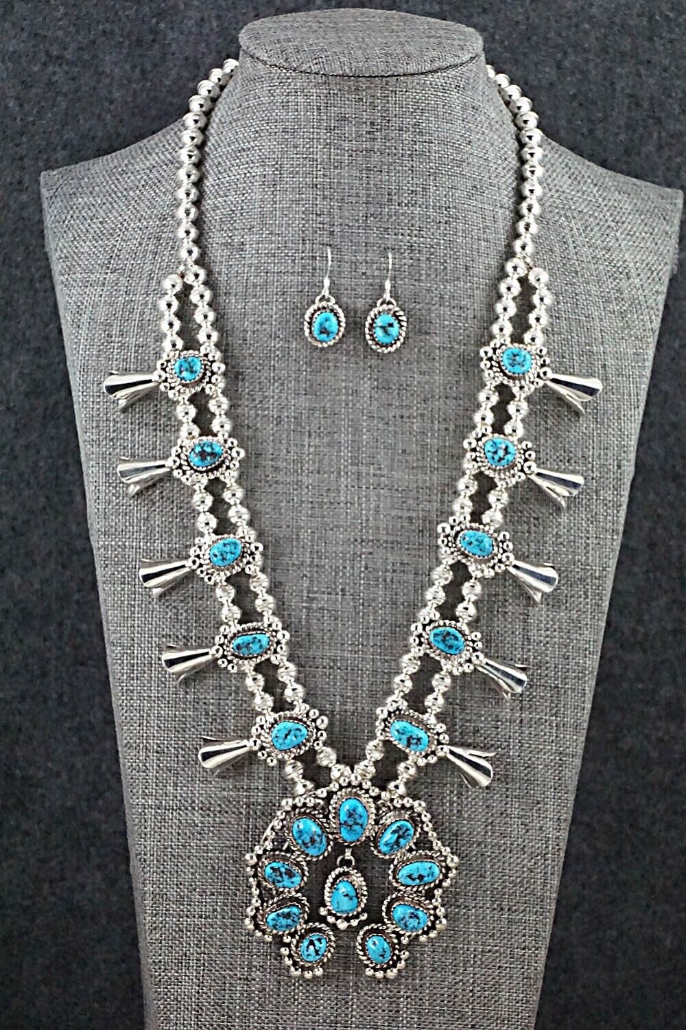 Turquoise & Sterling Silver Squash Blossom Set - Vernon Johnson