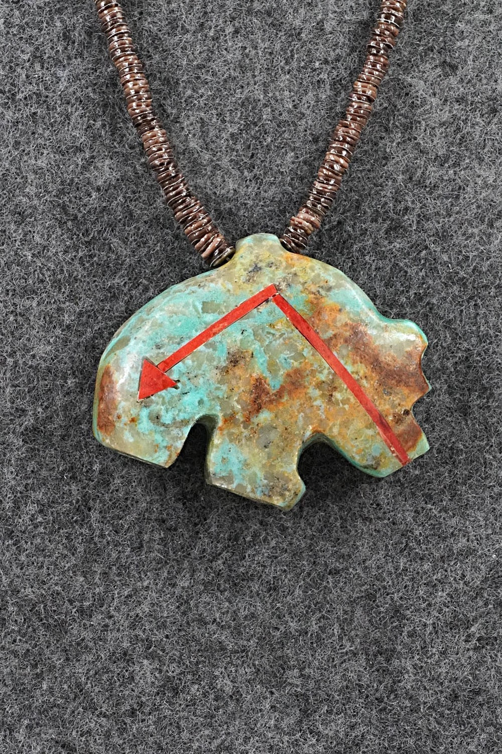 Turquoise Zuni Fetish Carving & Sterling Silver Necklace - Bernard Laiwakete