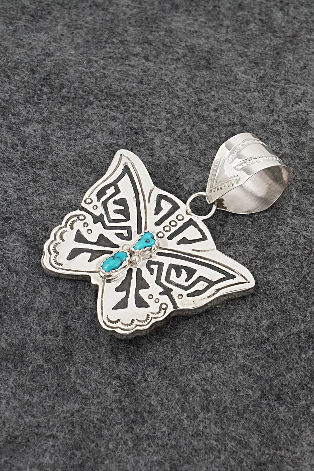 Turquoise & Sterling Silver Pendant - Alonzo Mariano