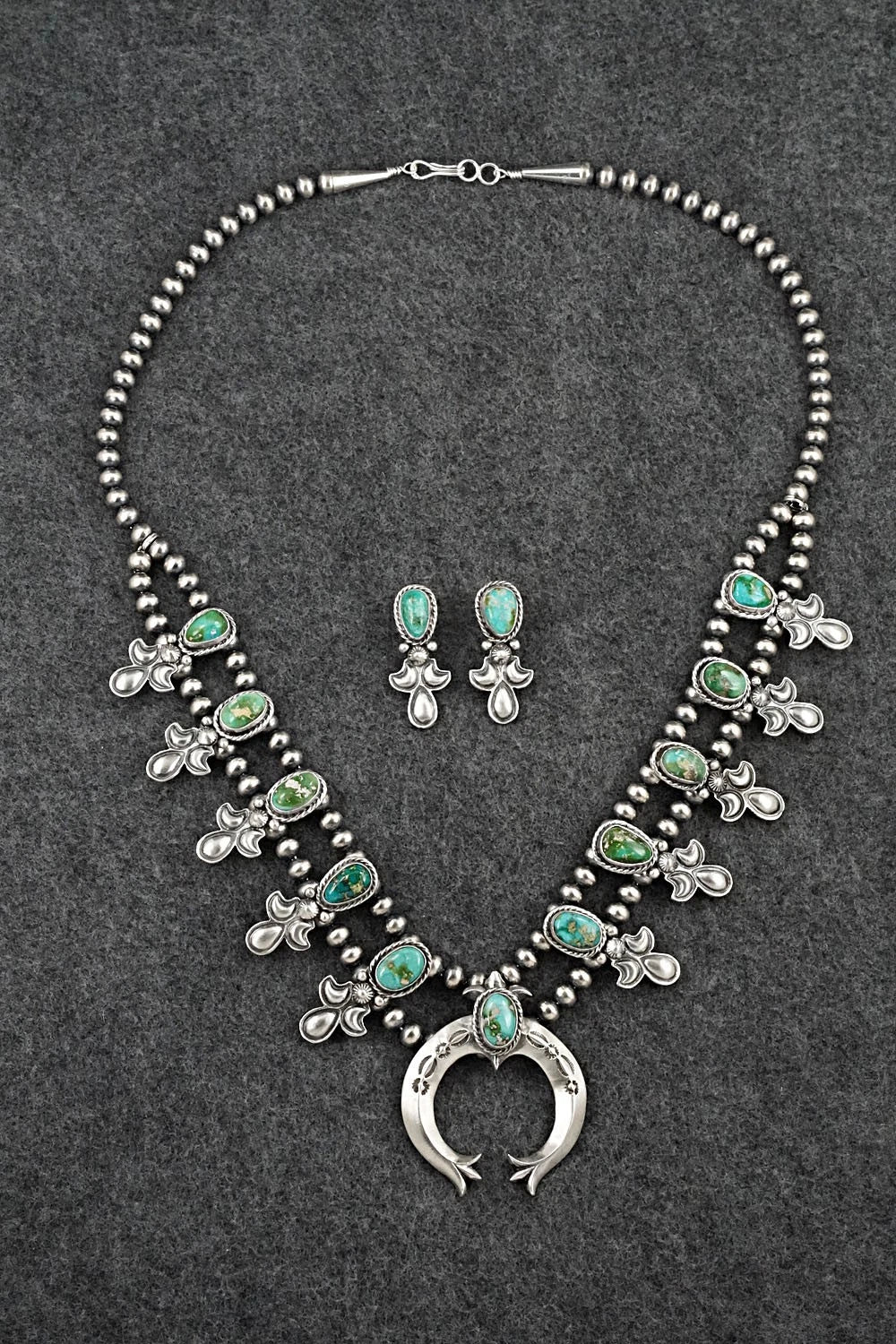 Turquoise & Sterling Silver Squash Blossom Set - Adrienne Gordon