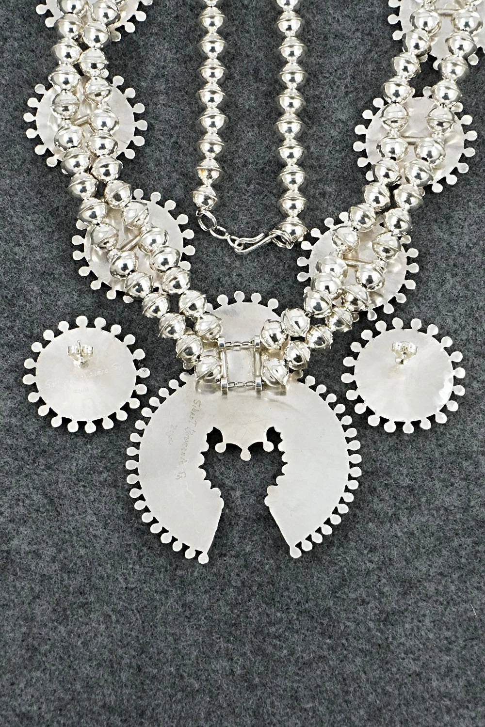 Turquoise & Sterling Silver Squash Blossom Set - Sibert Bowannie Sr.