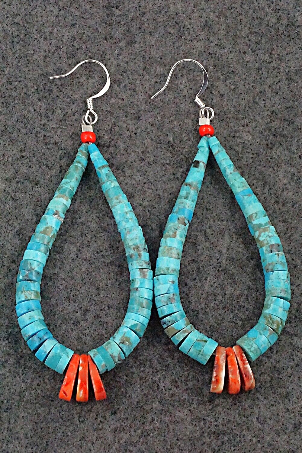 Spiny Oyster, Turquoise & Sterling Silver Earrings - Lupe Lovato