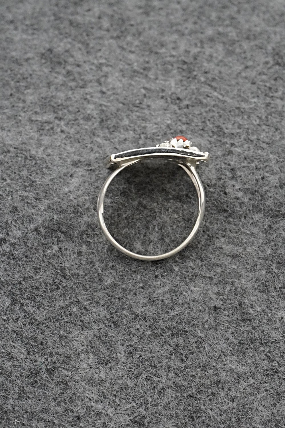 Coral & Sterling Silver Ring - Ronnie Spencer - Size 8