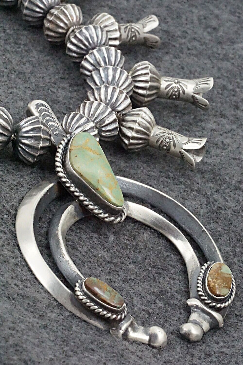 Turquoise & Sterling Silver Squash Blossom Set - Chris Hale