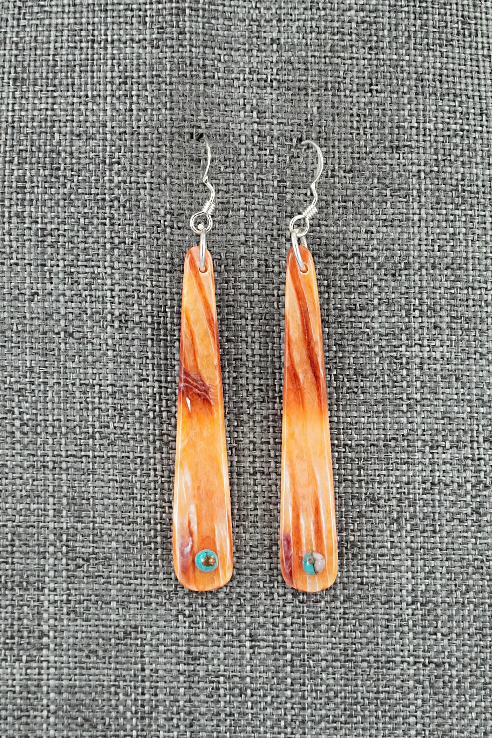 Spiny Oyster, Turquoise & Sterling Silver Earrings - Jesus Espino