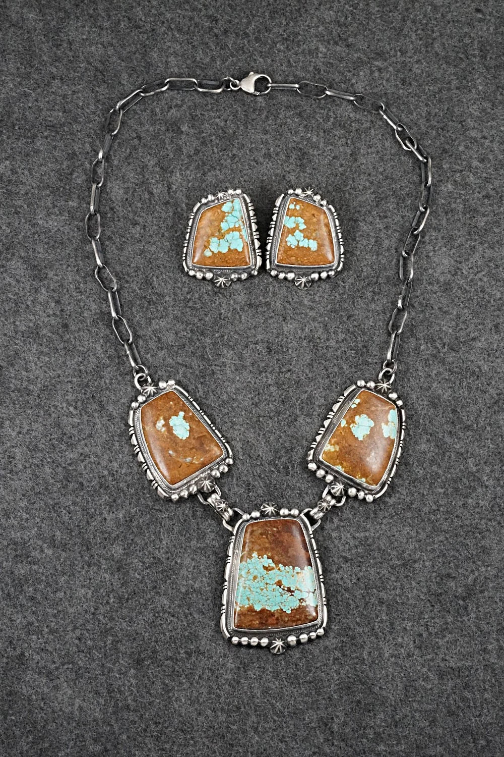 Turquoise & Sterling Silver Necklace and Earrings Set - Bob Becenti