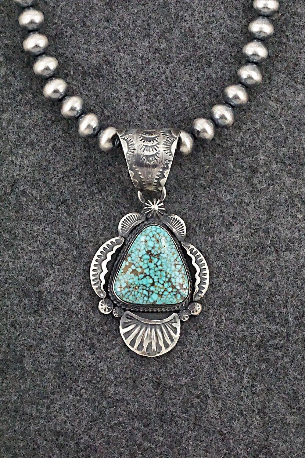 Turquoise & Sterling Silver Necklace - Gilbert Tom