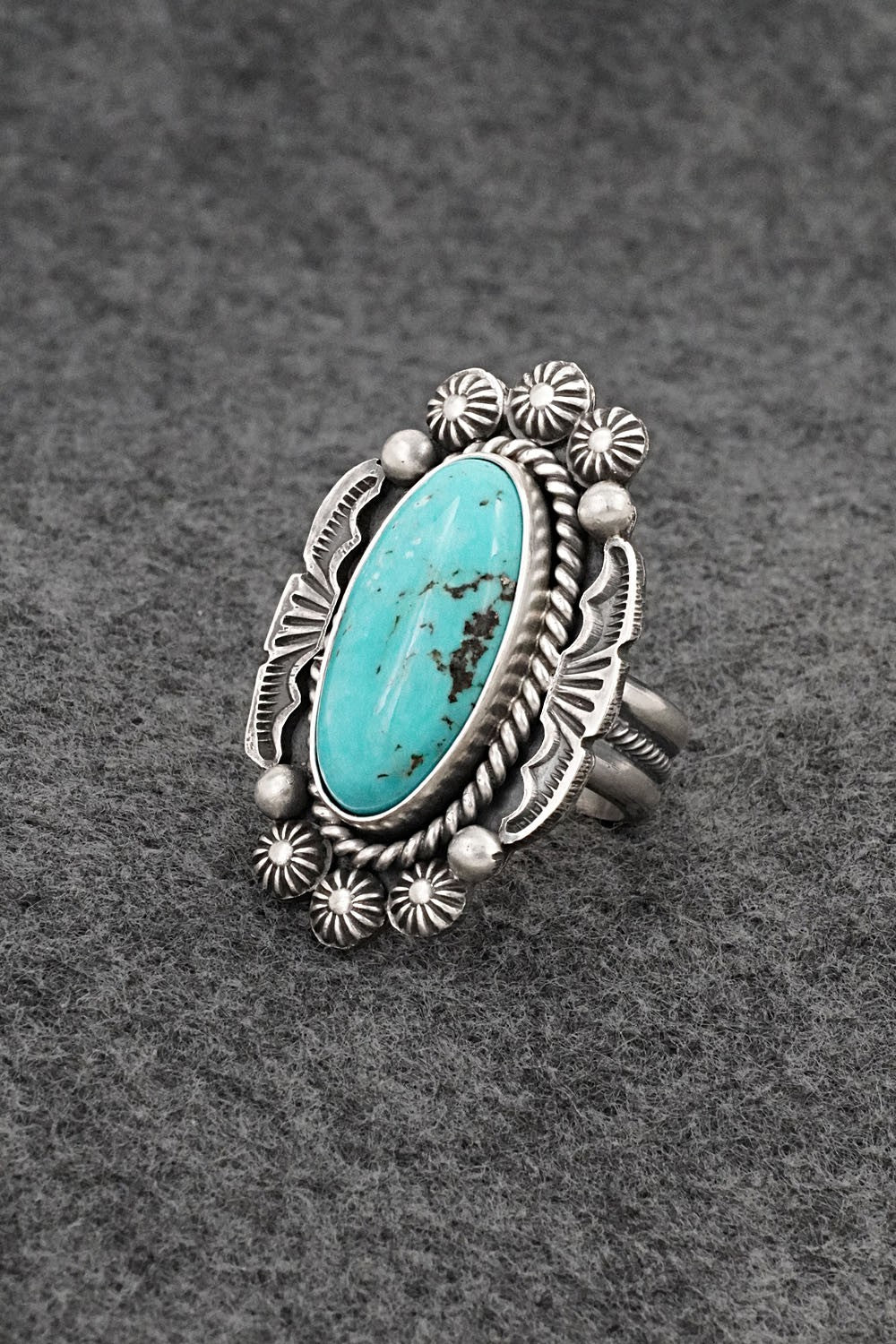 Turquoise & Sterling Silver Ring - Michael Calladitto - Size 7.5