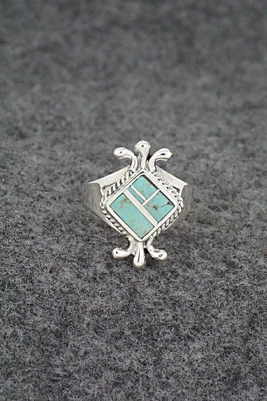 Turquoise & Sterling Silver Inlay Ring - James Manygoats - Size 7