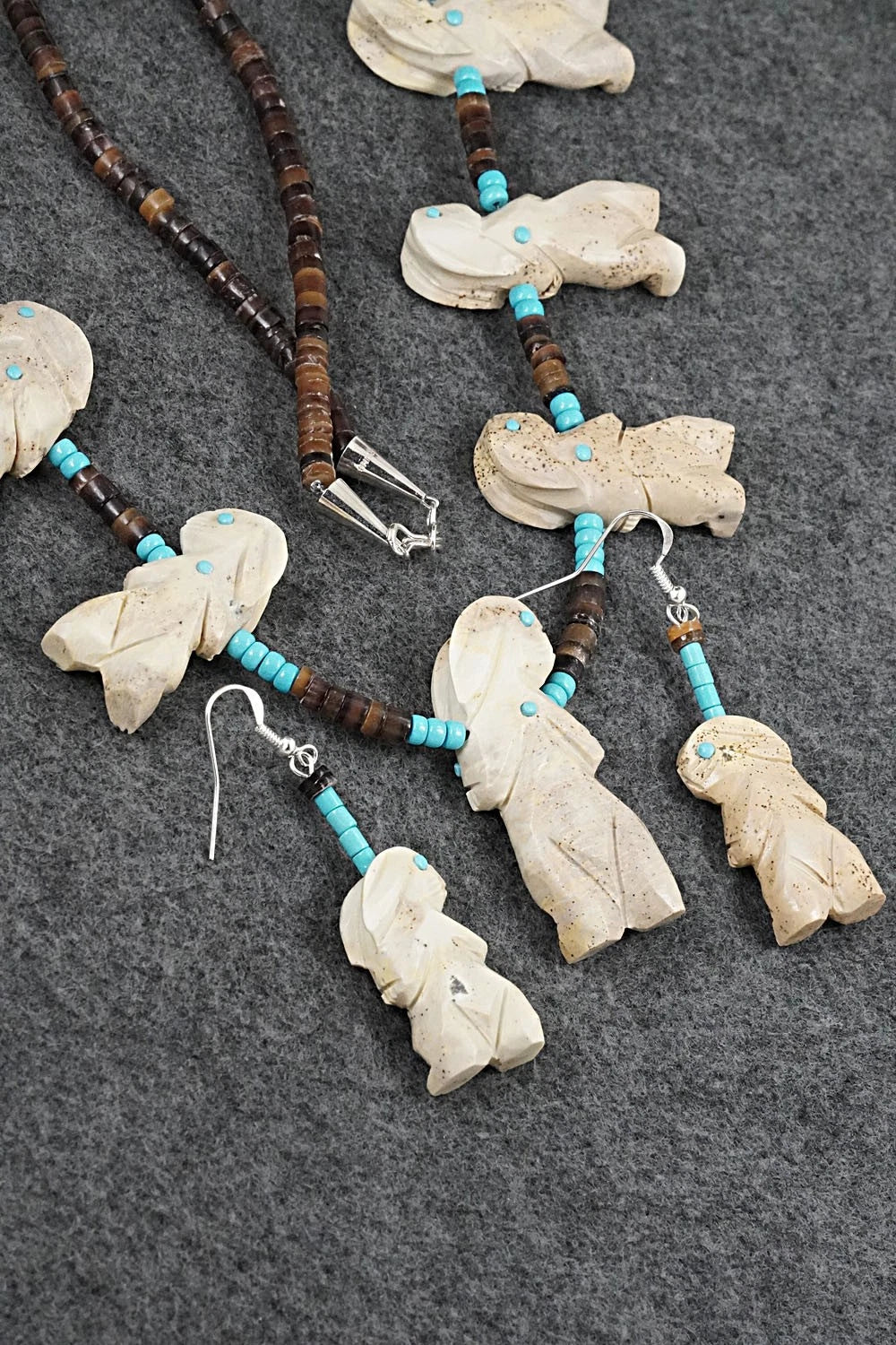 Multi-Stone Rabbit Fetish & Sterling Silver Necklace Set - Dannette Laate