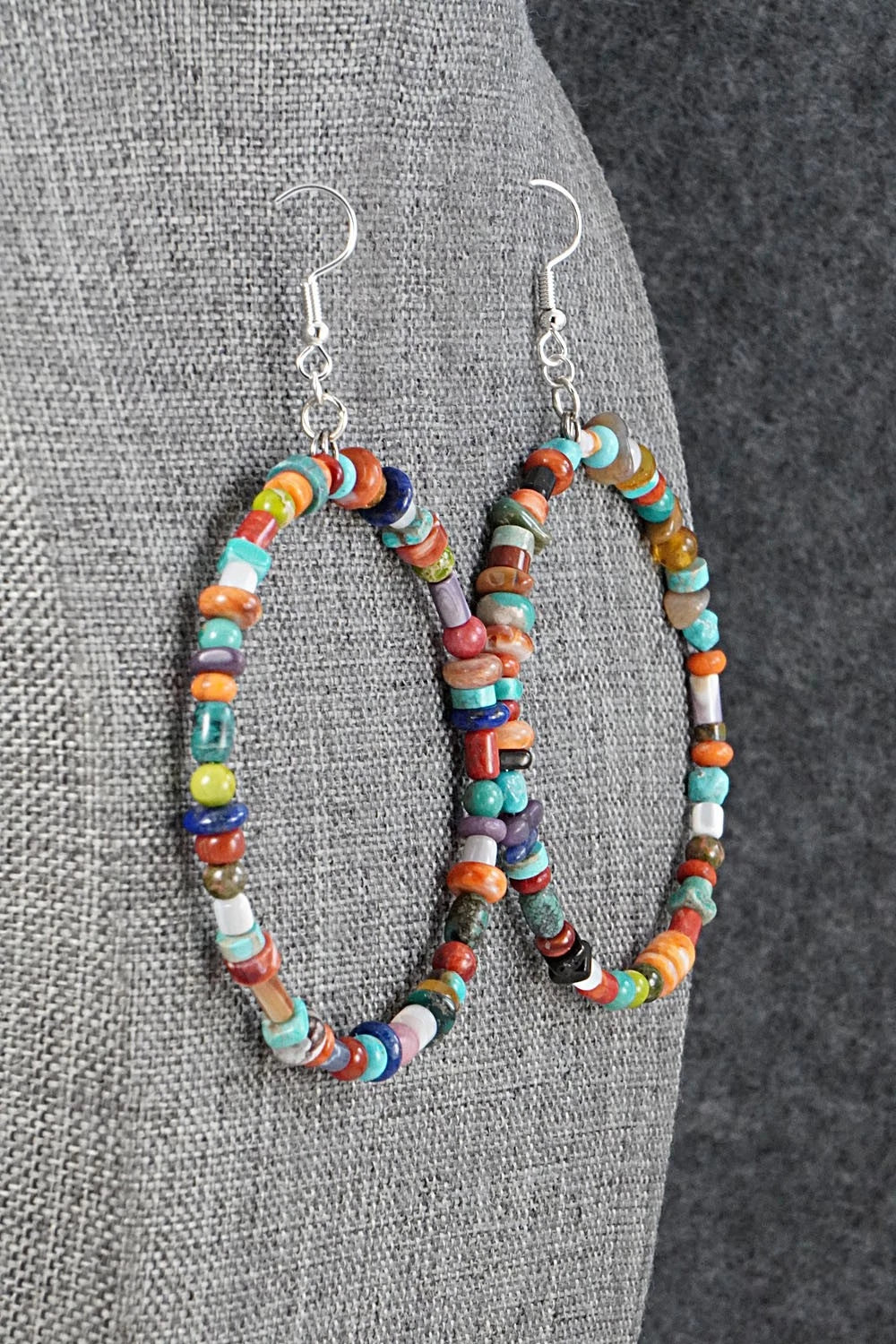 Multi-Stone & Sterling Silver Earrings - Helen Tsosie
