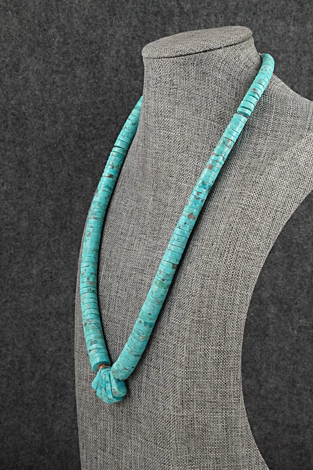 Turquoise, Spiny Oyster & Sterling Silver Necklace 21"- Lupe Lovato