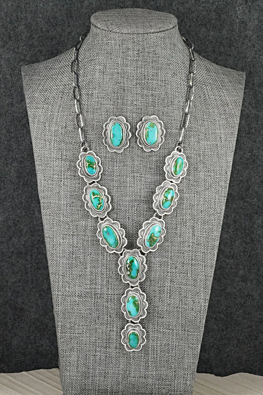 Turquoise & Sterling Silver Necklace and Earrings Set - Randy Boyd