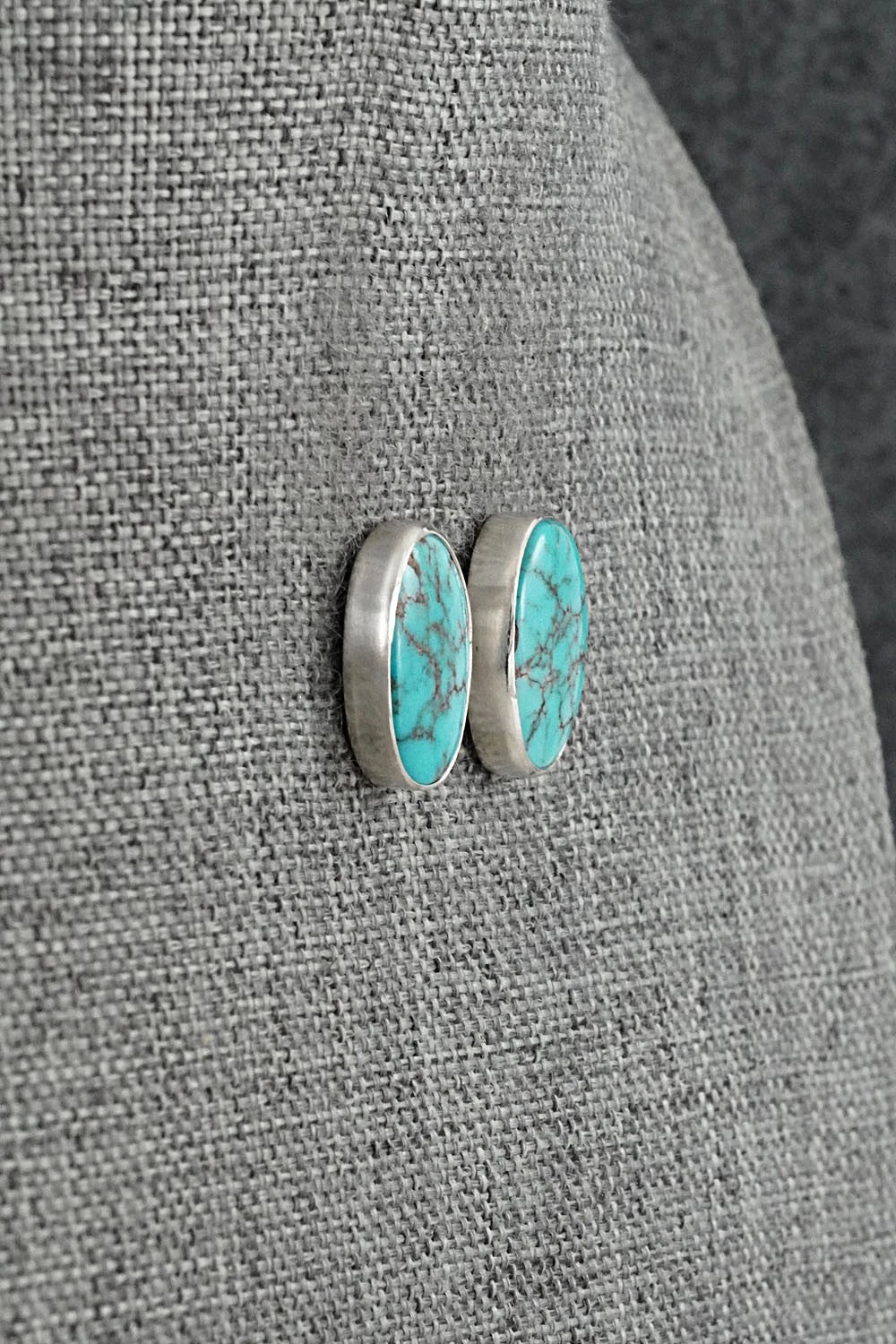 Turquoise & Sterling Silver Earrings - Eugene Gruber