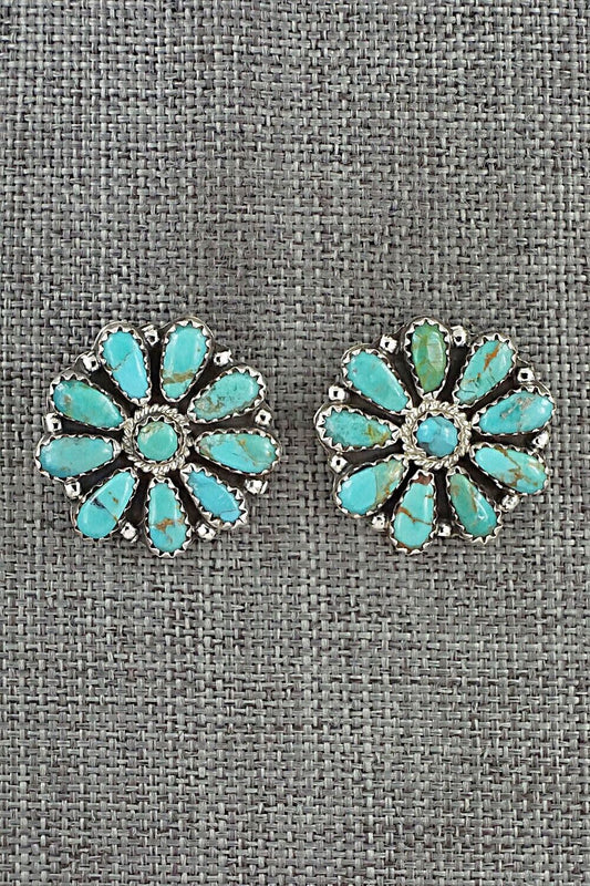 Turquoise and Sterling Silver Earrings - Zeita Begay