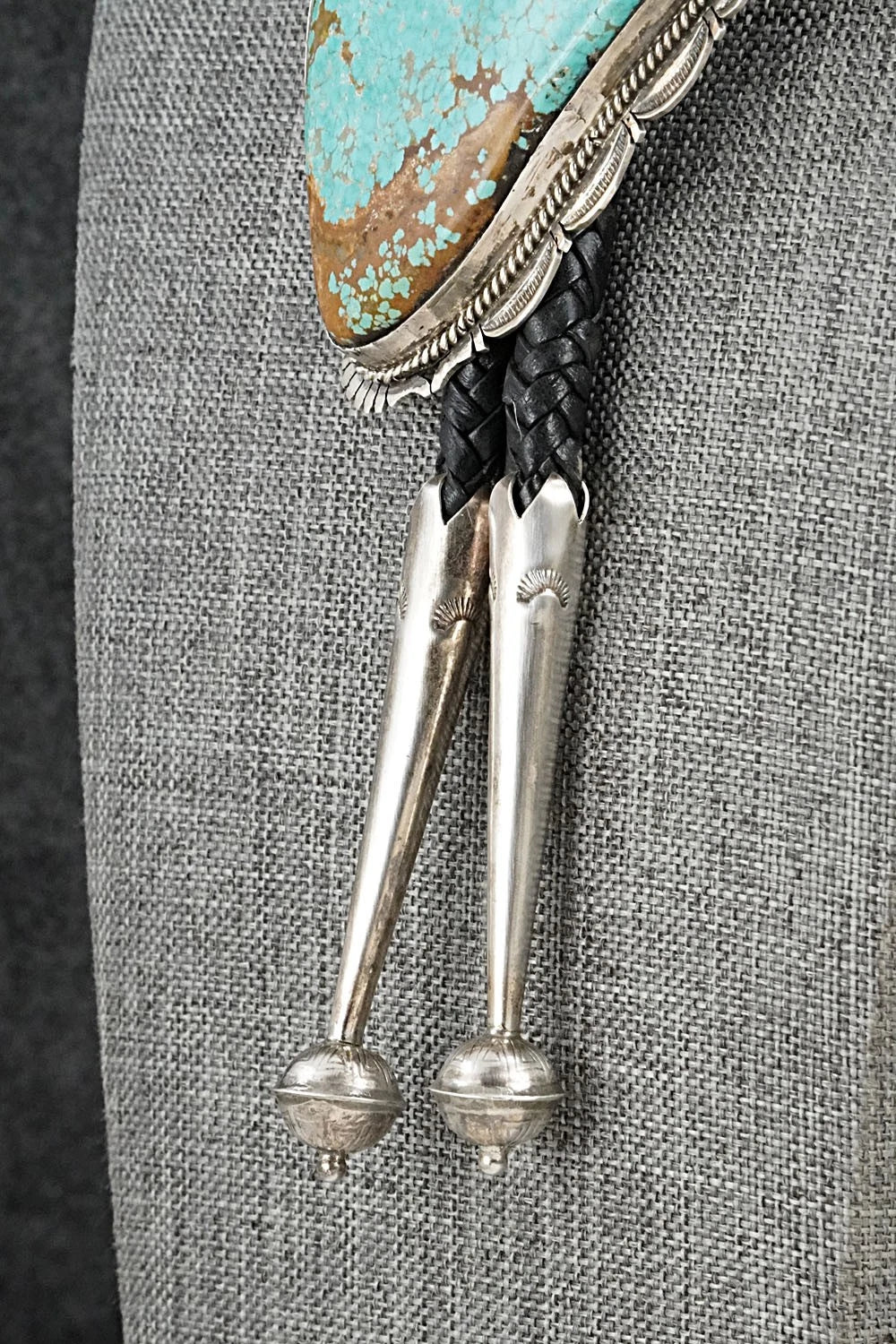 Turquoise & Sterling Silver Vintage Bolo Tie - Bennie Ration