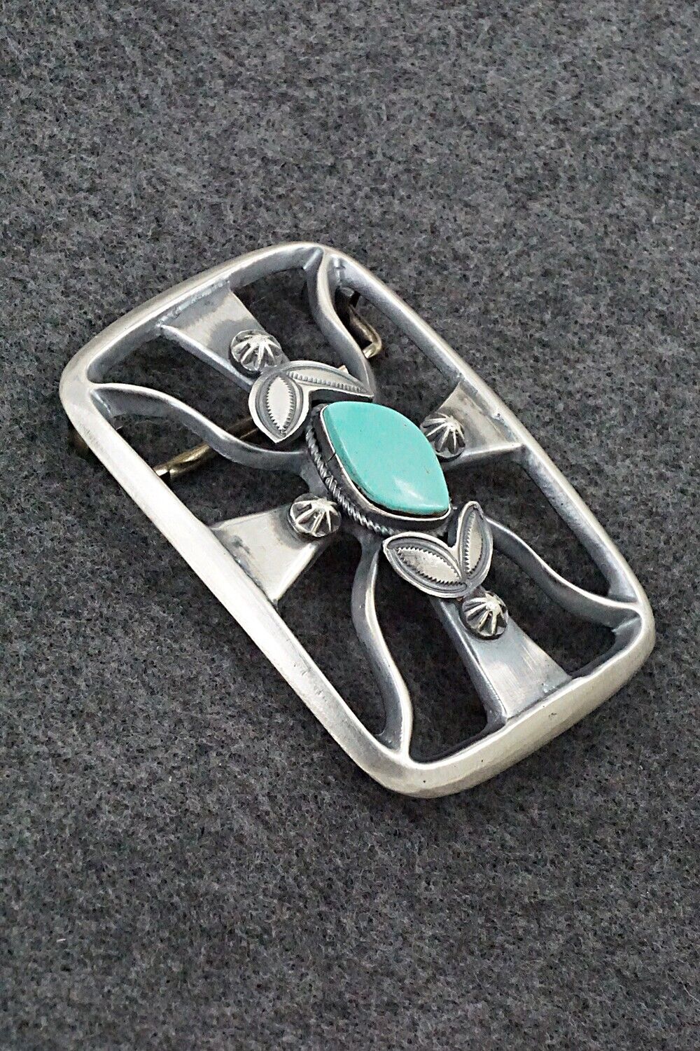 Turquoise & Sterling Silver Belt Buckle - Henry Morgan