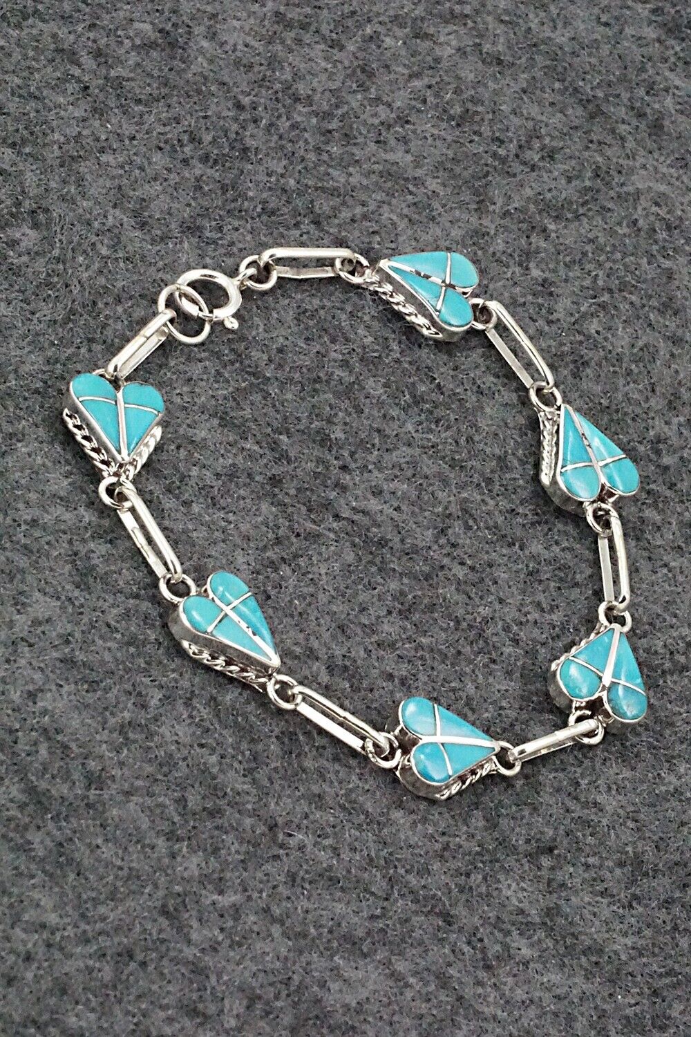 Turquoise & Sterling Silver Link Bracelet - Velda Nastacio