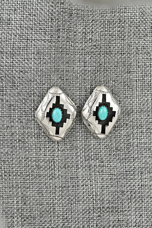 Turquoise & Sterling Silver Earrings - Phil Perry