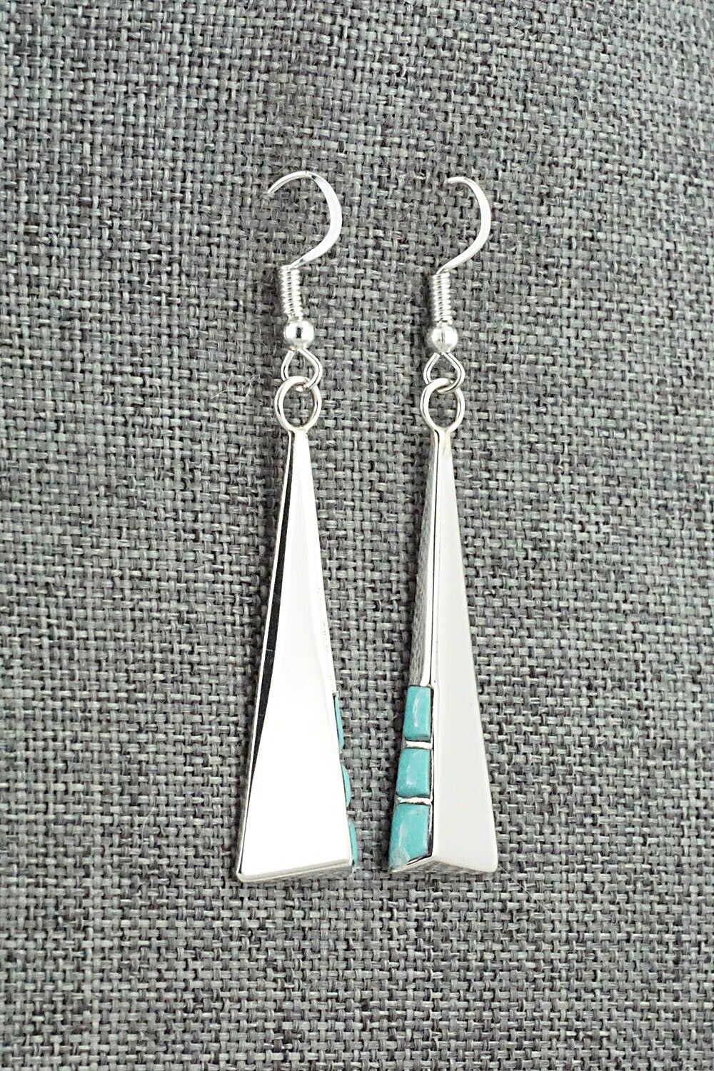 Turquoise and Sterling Silver Earrings - Leonard Jim